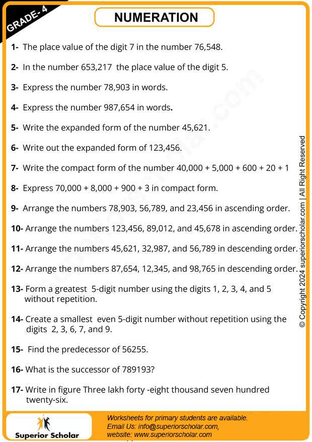 numeration worksheet